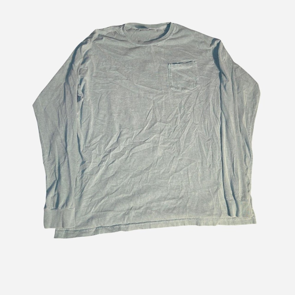 Comfort Colors Mens XL Green Cotton Long Sleeve Pocket Tee Garment Dye Shirt